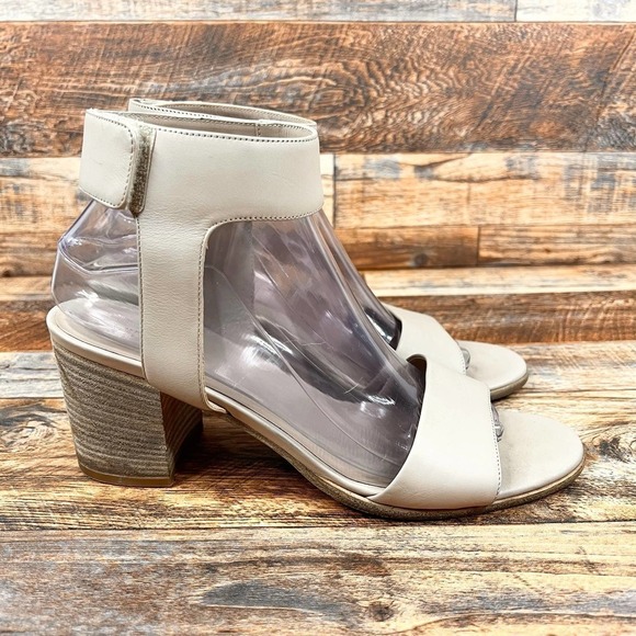 VINCE Josslyn Nude Leather Wooden Block Heel Sandals Ankle Strap Women's 8.5 - Picture 4 of 10